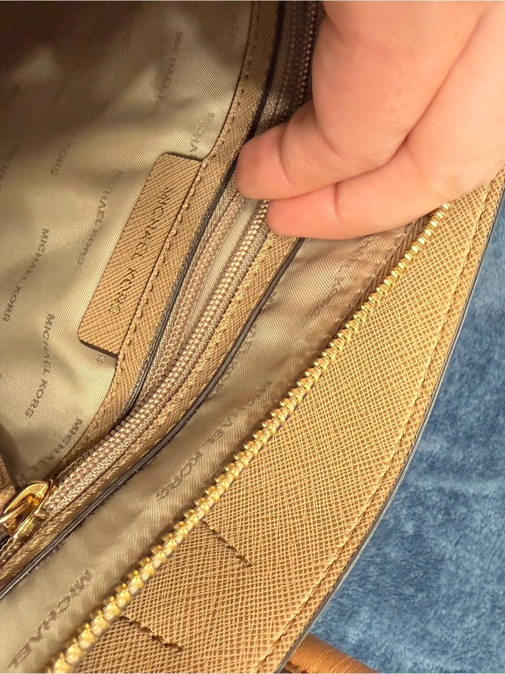 Michael Kors Brown MK Logo Satchel with Tan Trim